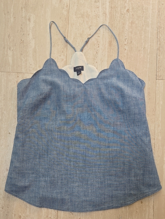 Tops - New J. Crew Re-Imagined Blue Denim 100% Cotton Scalloped Tank Blouse